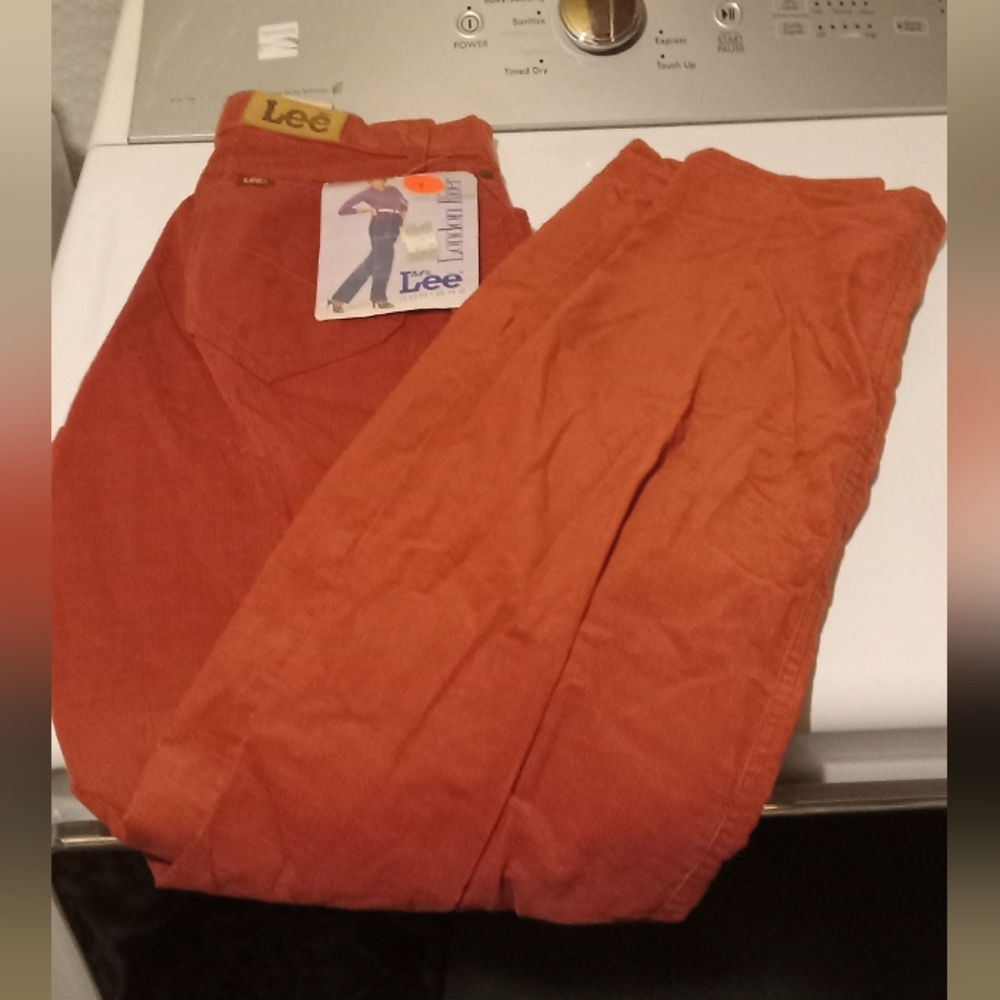 Womans Lee London Rider Burnt Orange Corduroy Pants Size 7